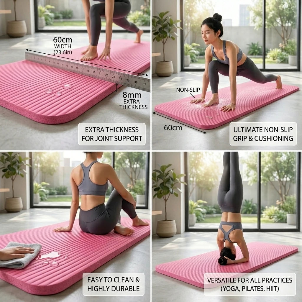 Local Delivery-8mm Thick Non Slip Yoga Mat, Eco-Friendly Shock Absorbing Exercise Mat, Lightweight Portable Workout Mat for Home Gym Pilates Fitness