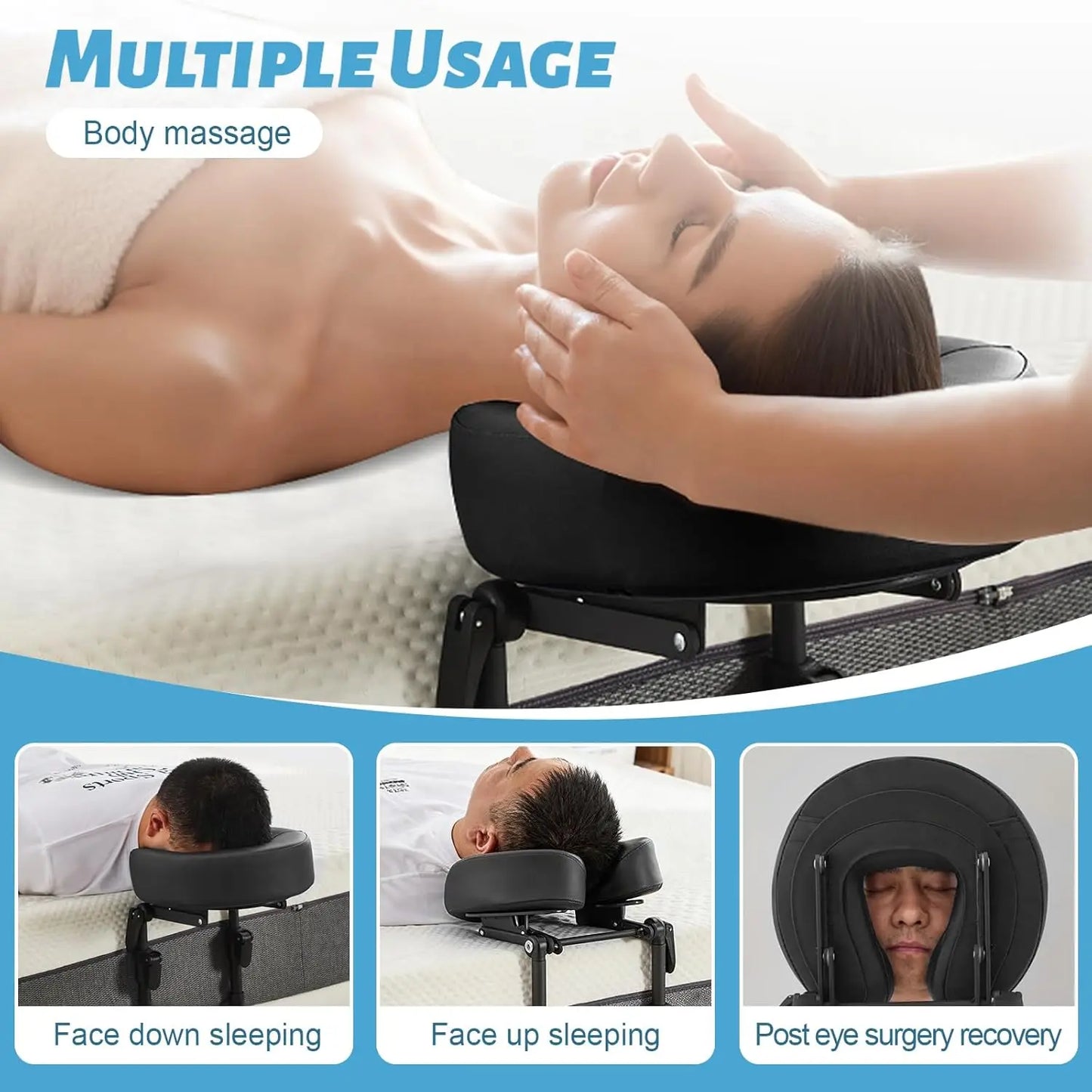 Massage Headrest for Bed, Head Cradle Home Mattress Top Massage Table, Adjustable Face Down Pillow for Salon SPA Massage Bed