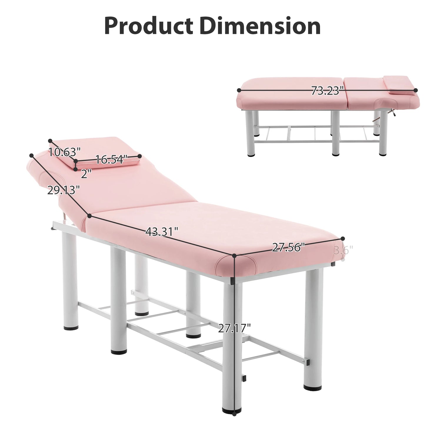 73"×28"×27" Saloniture Professional Portable Lightweight Bi-Fold Massage Table Portable Lash Beds, Spa Bed, with Aluminum Legs
