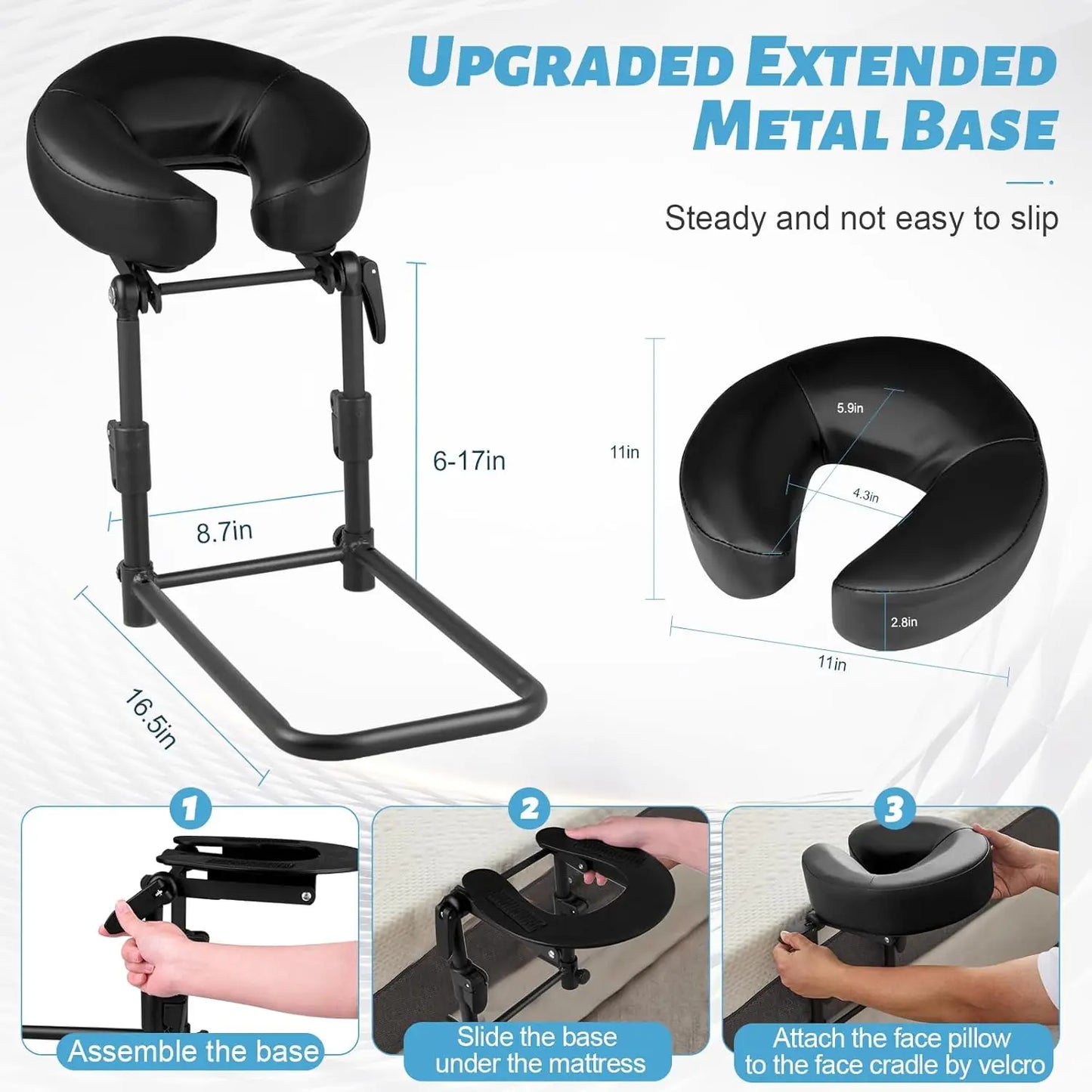 Massage Headrest for Bed, Head Cradle Home Mattress Top Massage Table, Adjustable Face Down Pillow for Salon SPA Massage Bed