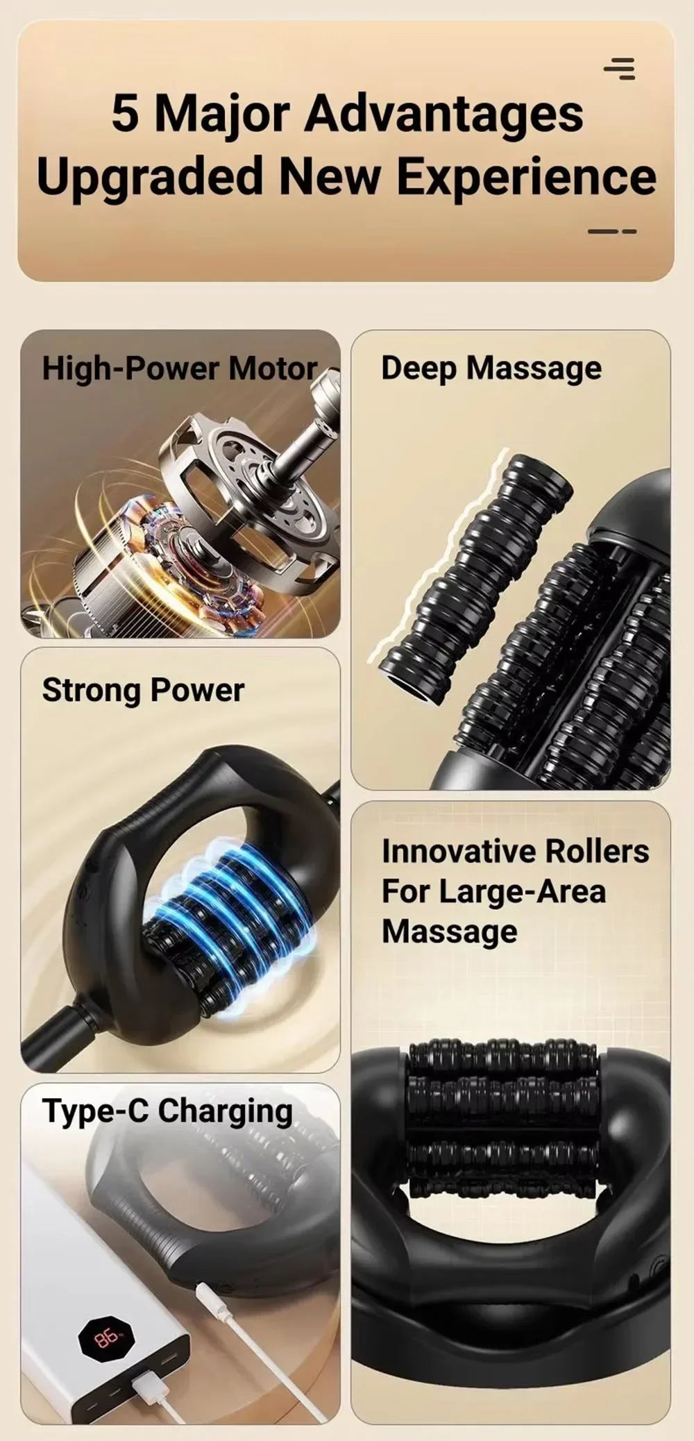 Relax Stress Massager Hand Held Massager for Muscle Rolling Percussive Massager Powered Muscle Roller Massager Whole Body Relief