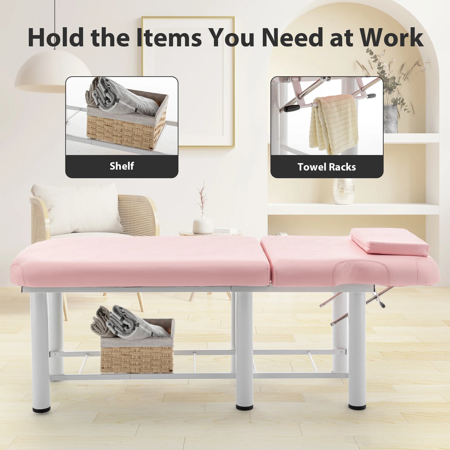 73"×28"×27" Saloniture Professional Portable Lightweight Bi-Fold Massage Table Portable Lash Beds, Spa Bed, with Aluminum Legs