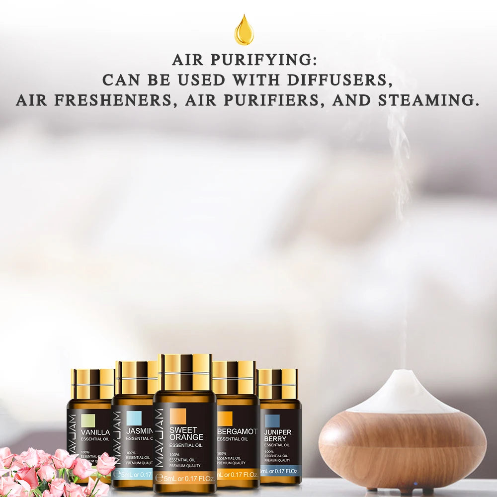 MAYJAM 28pcs Pure Natural Essential Oils Gift Set For Humidifier Diffuser Lavender Vanilla Sage Jasmine Rose